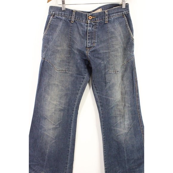 Zara Flare Jeans Mens Blue Denim Straight Medium Washed Designer Size 44 - Picture 3 of 12